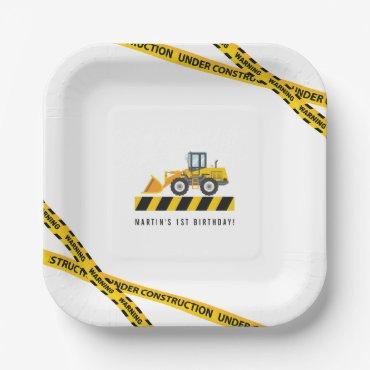 Cute Construction Trucks Party Favors Tableware Paper Plates