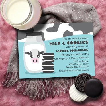 Cute Cow and Milk and Cookies Blue