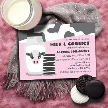 Cute Cow and Milk and Cookies Pink