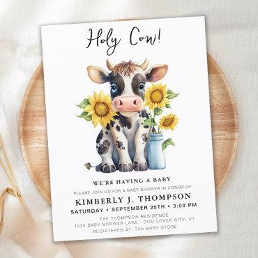 Cute Cow Sunflowers Farm  Postcard