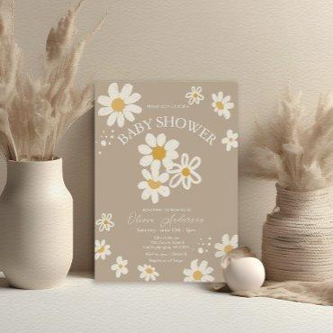 Cute Daisies Retro Boho Baby Shower