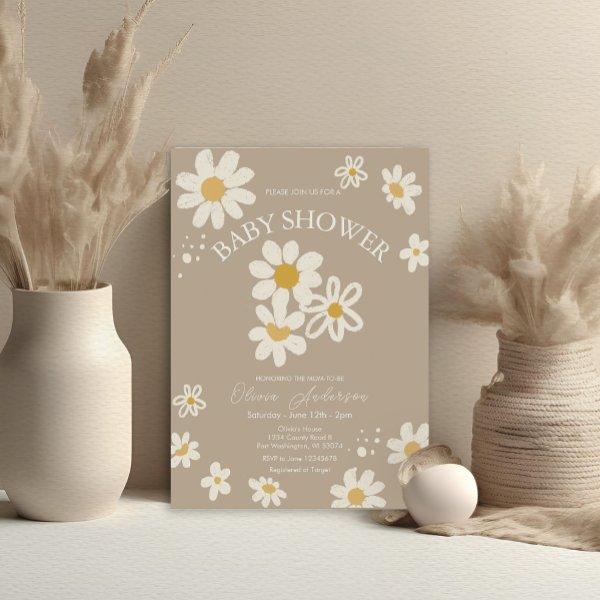 Cute Daisies Retro Boho Baby Shower
