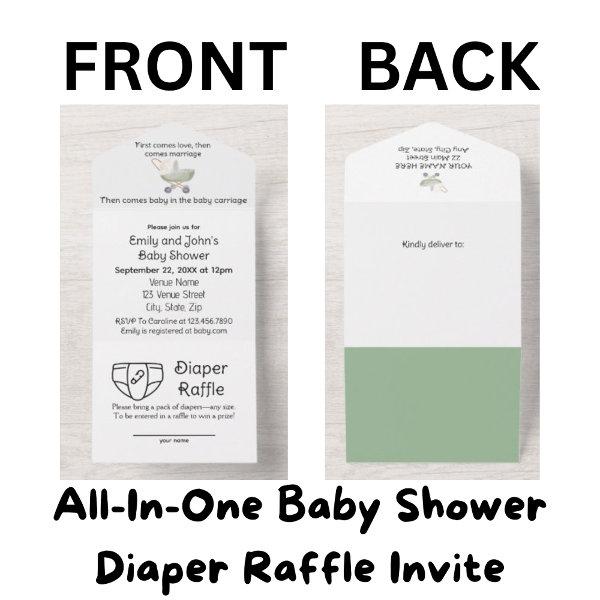 Cute Diaper Raffle All In One Baby Shower Invite