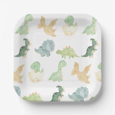 Cute Dino  Birthday Paper Plates