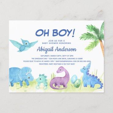 Cute Dinosaur Baby Shower Invitation Post Card