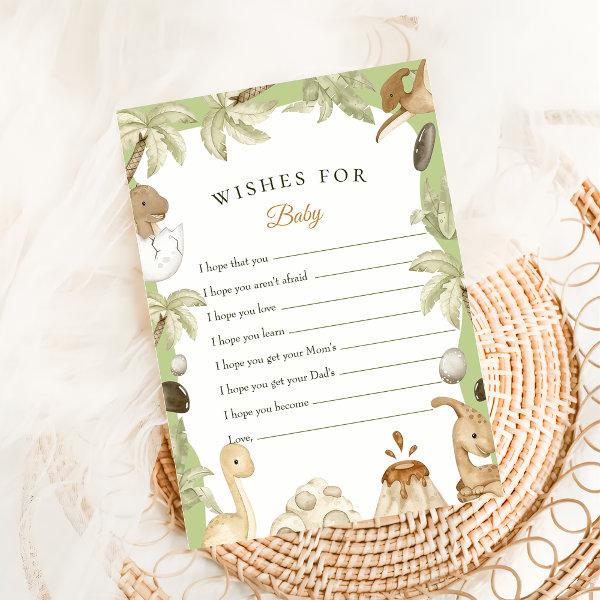 Cute Dinosaur Boy Wishes for Baby Baby Shower Card