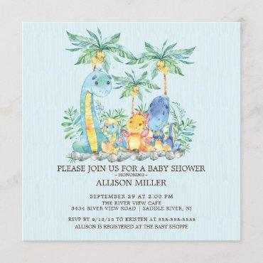 Cute Dinosaur Boys Baby Shower Invitation