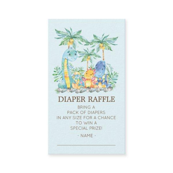 Cute Dinosaurs Baby Shower Diaper Raffle Ticket Enclosure Card