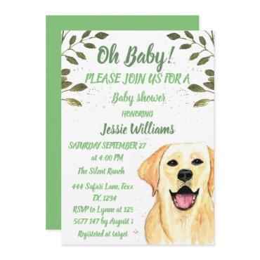 Cute Dog Puppy Labrador Green Baby boy shower