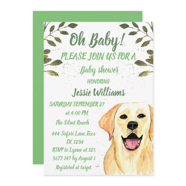 Cute Dog Puppy Labrador Green Baby boy shower