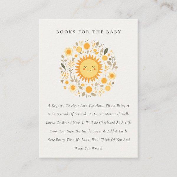 Cute Elegant Boho Floral Sun Books For Baby Shower Enclosure Card