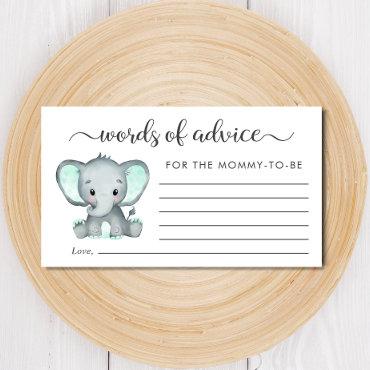 Cute Elephant Baby Shower Words of Advice Enclosure Card