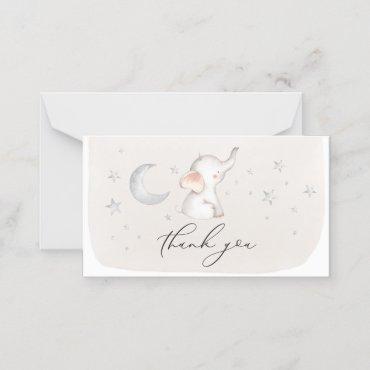 Cute Elephant Beige Gender Neutral Baby Shower Tha Place Card