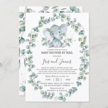 Cute Elephant Greenery Baby Shower by Mail Boy