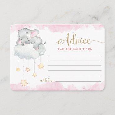 Cute elephant pink gold Advice for mom parents Enclosure Card