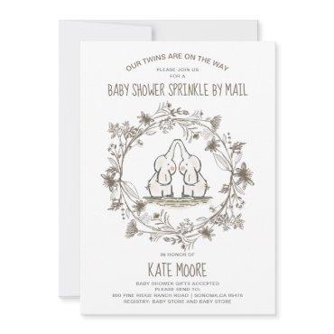 Cute Elephants Twins Baby Shower Sprinkle by Mail