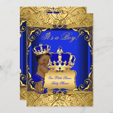 Cute Ethnic Baby Shower Boy Regal Royal Blue Invitation