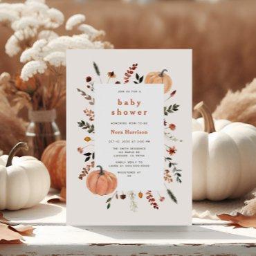 Cute Fall Floral Frame Pumpkin