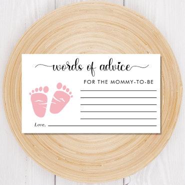 Cute Feet Baby Girl Shower Words of Advice Enclosure Card