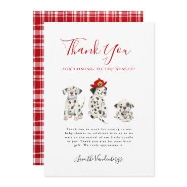 Cute Firefighter Puppies Baby Shower Thank You Card