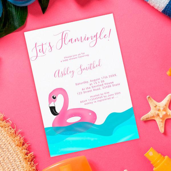 Cute flamingo floater waves beach