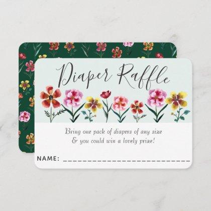 Cute Floral Couple's Baby Shower Diaper Raffle Enclosure Card