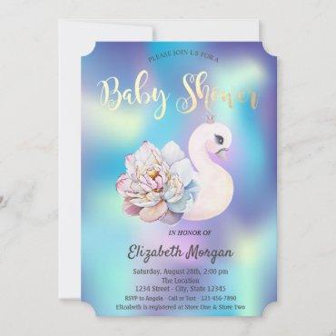 Cute Floral Swan Holographic