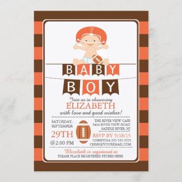 Cute Football Boys Baby Shower Invitation