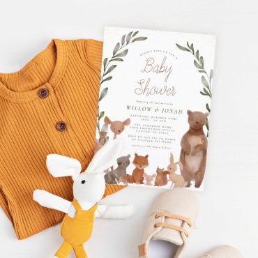 Cute Forest Friends & Greenery Budget Baby Shower