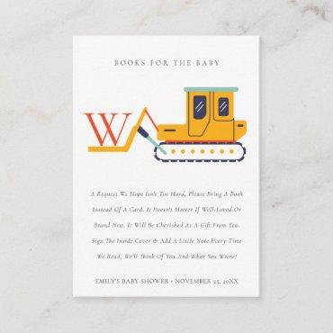 Cute Fork Lift Monogram Books For Baby Shower Enclosure Card