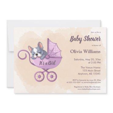Cute French Bulldog Pup Pink Stroller