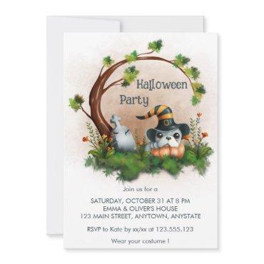 Cute French Bulldog Puppy Grave Halloween Party