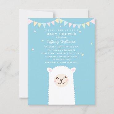 Cute Funny Llama Momma Fiesta Baby Boy Shower Invitation