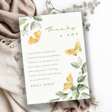 Cute Garden Foliage Butterflies Baby Shower Thank You Card