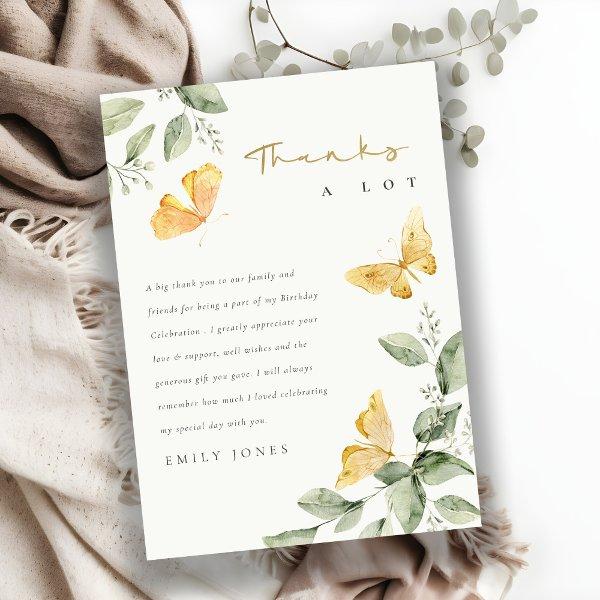 Cute Garden Foliage Butterflies Baby Shower Thank You Card