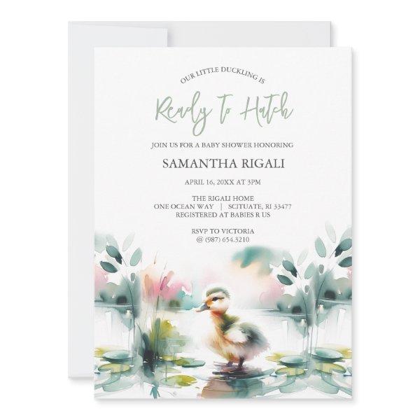 Cute Gender Neutral Baby Shower Watercolor Duck