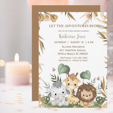 Cute Gender Neutral Safari Animals Baby Shower