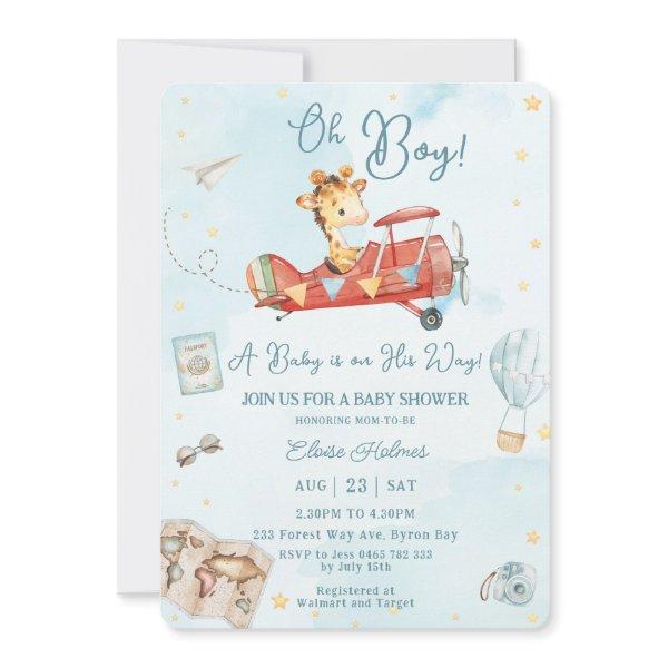 Cute Giraffe Plane Adventure Oh Boy