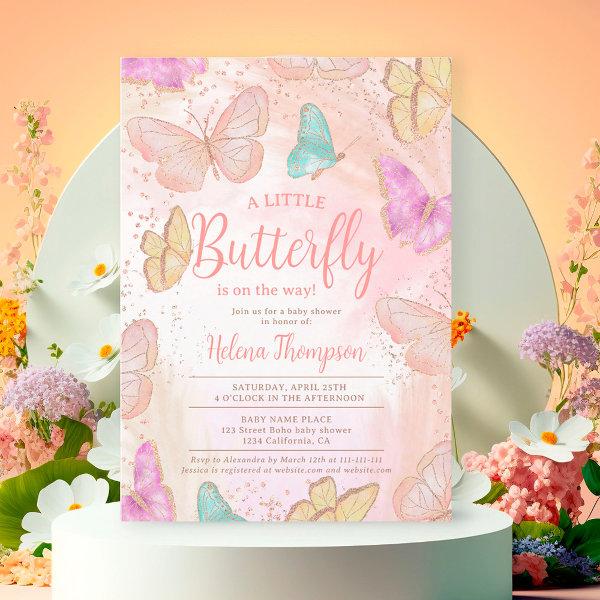 Cute girl pink a little butterfly chic