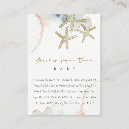 Cute Gold Blue Starfish Display Shower Baby Shower Enclosure Card