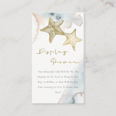 Cute Gold Blue Starfish Display Shower Baby Shower Enclosure Card