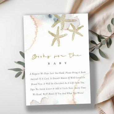 Cute Gold Blue Starfish Display Shower Baby Shower Enclosure Card