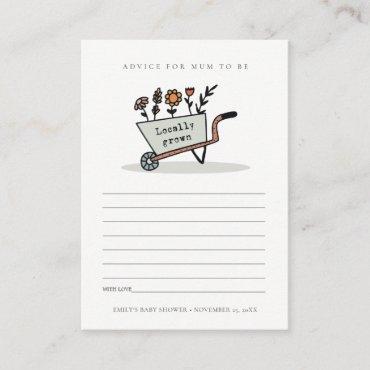 Cute Grey Floral Cart Advice for Mum Baby Shower  Enclosure Card