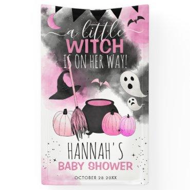 Cute Halloween Girls Pink Baby Shower Banner