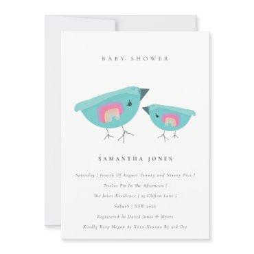 Cute Hand Drawn Rainbow Blue Birdy