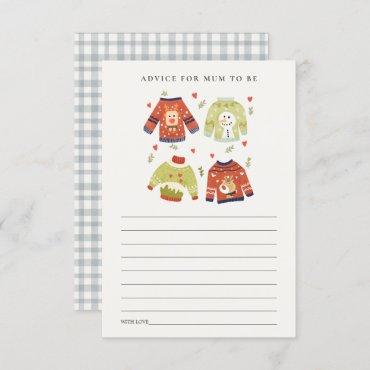 Cute Heart Ugly Sweater Advice For Mum Baby Shower Enclosure Card