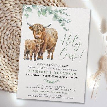 Cute Highland Cow Eucalyptus Greenery