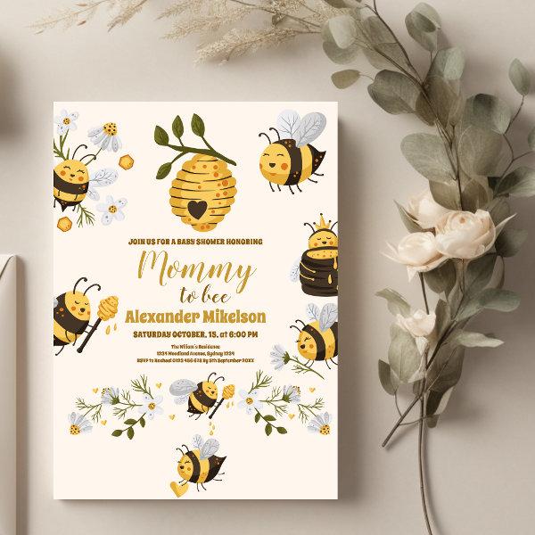 Cute Honey Bee Yellow Floral Greenery
