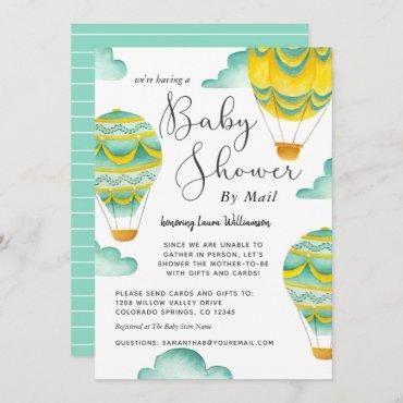 Cute Hot Air Balloons Baby Shower by Mail Invitation