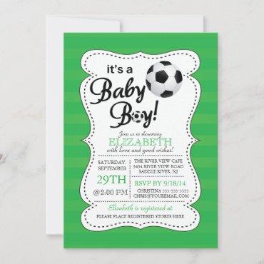 Cute It's a Baby Boy Soccer Baby Shower Invitation